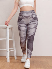 Women's Plus Camo Skinny Trousers High Rise Stretch Pants