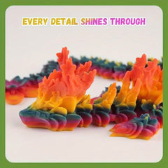 Articulated 3D Printed Dragon Statue Gradient Relief Style Dynamic Decor