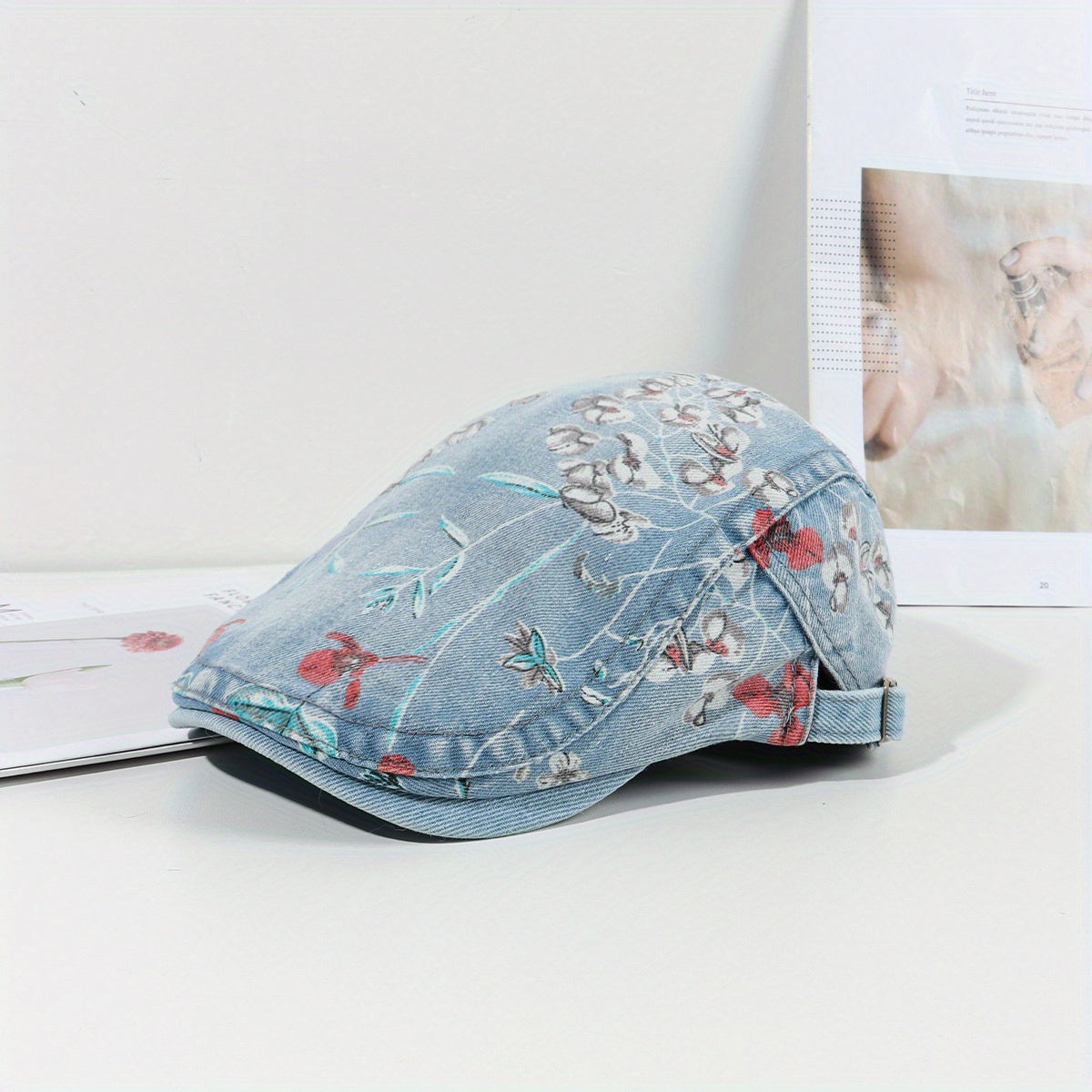 Y2K Washed Denim Newsboy Hat Beret Vintage Lightweight British Style Painter Hat