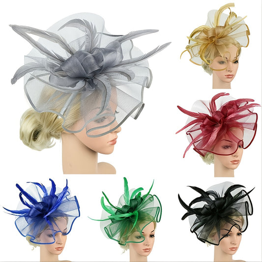 Feather Flower Hair Hat Women Tea Party Headband Fascinator Wedding Cocktail