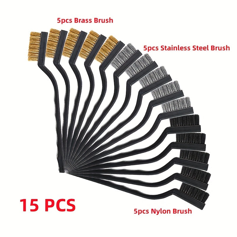 15pcs Wire Brush Set for Welding & Rust Removal Stainless Steel Brass Nylon