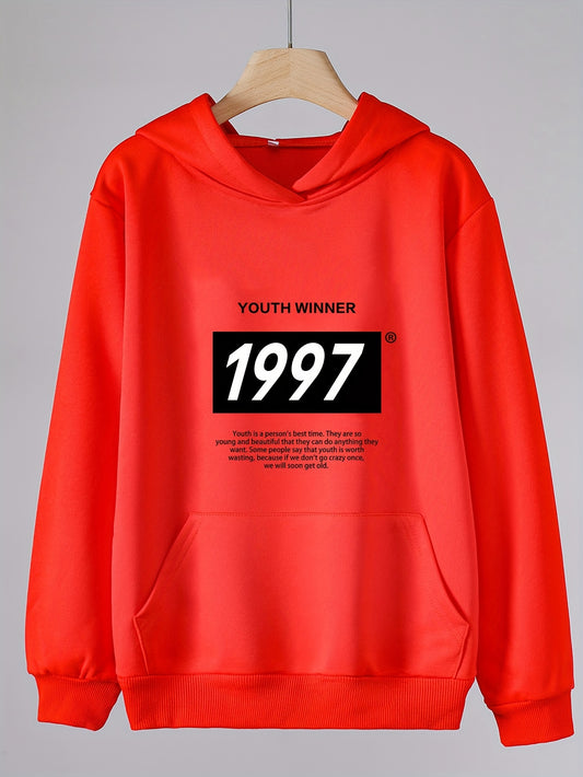 1997 Girls Cartoon Pattern Hooded Sweatshirt Long Sleeve Pullover