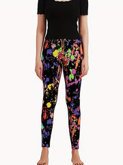Artistic Splash Print High Waist Leggings for Women