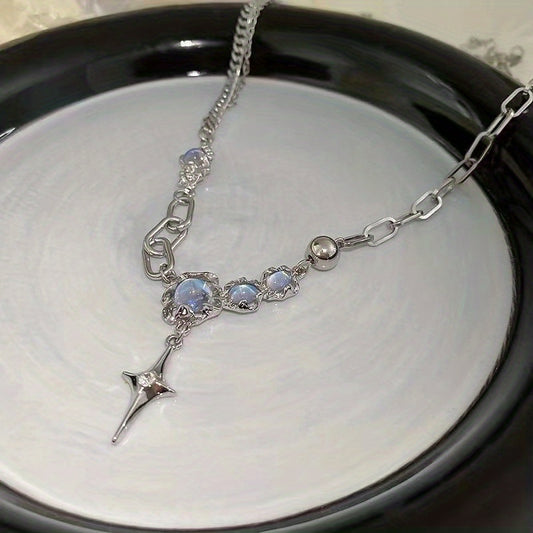 Y2K Style Pendant Necklace Inlaid Moonstone Clavicle Chain