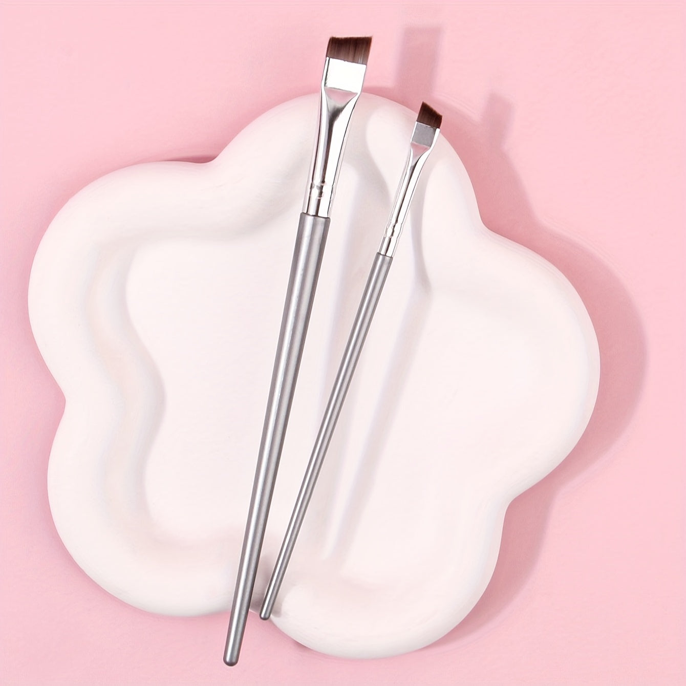 2pcs Flat Bevel Blade Eyeliner Brushes Portable Eye Brushes