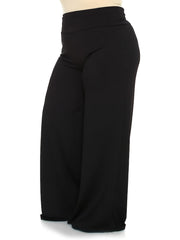 Solid High Rise Wide Leg Pants