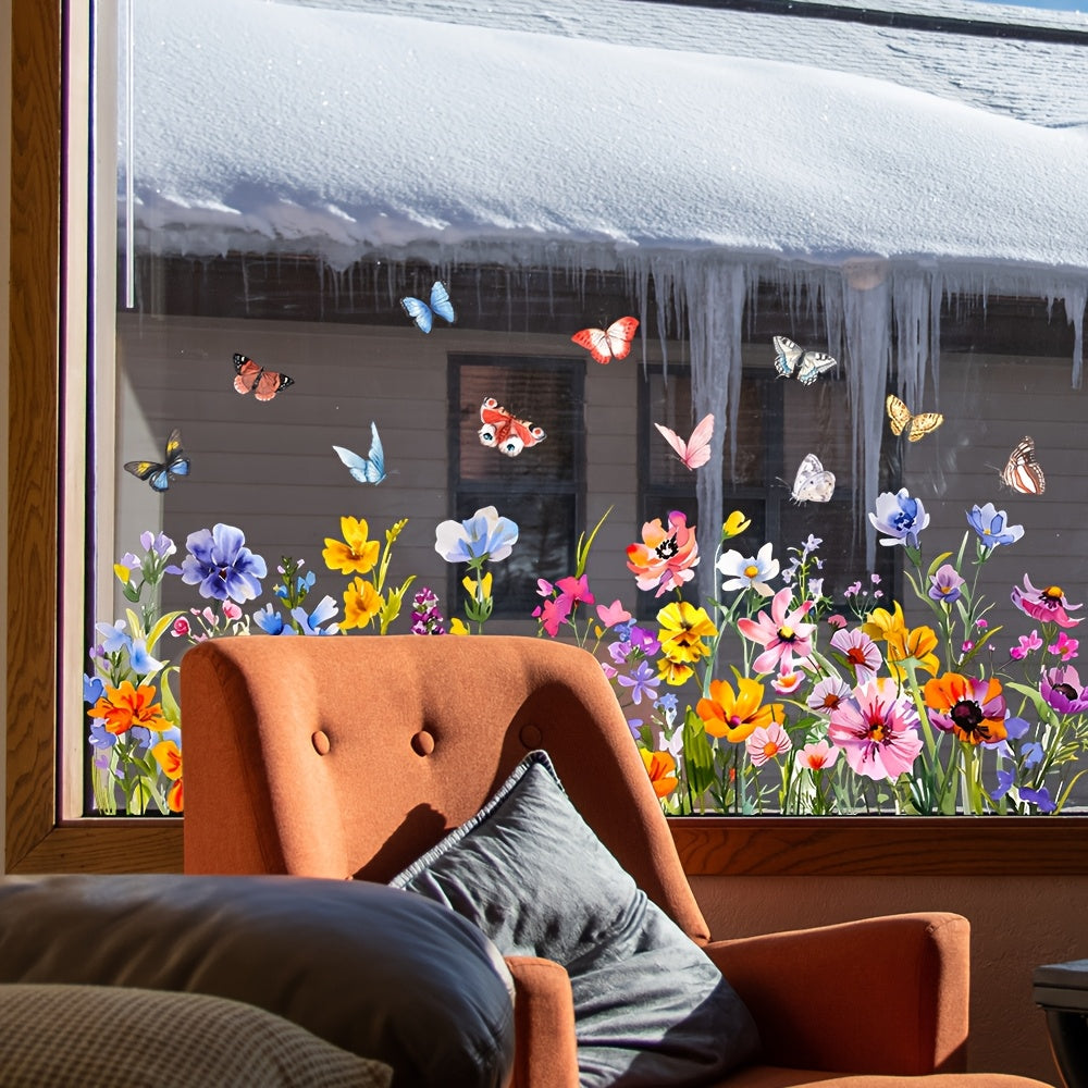 Floral Removable PVC Sticker 28 x 89 - Wall & Glass Window Decor