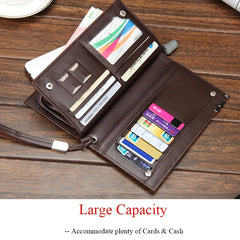 Men's Leather Zipper Handbag Long Wallet Clutch Bag Phone Bag