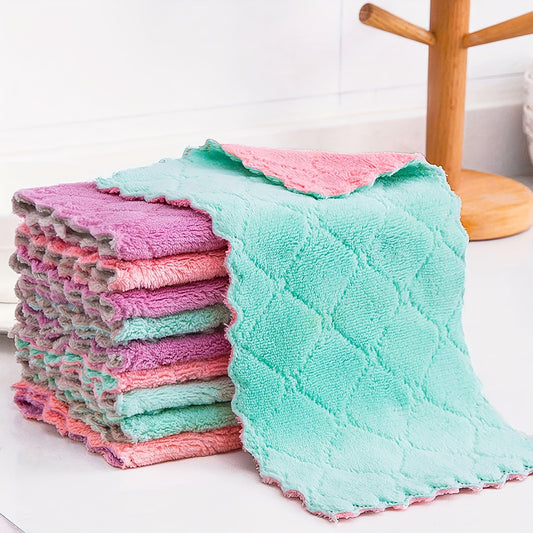 10pcs Coral Velvet Washcloths Highly Absorbent Cleaning Cloth