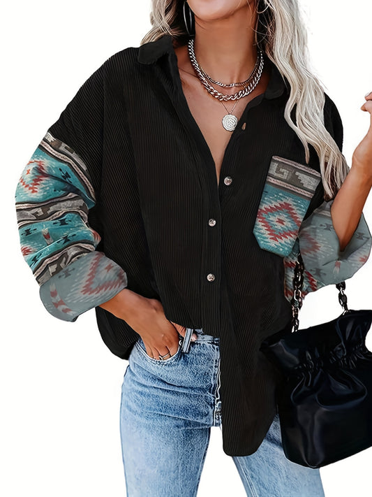 Vintage Corduroy Jacket Button Up Long Sleeve Outwear