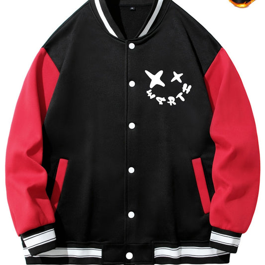 Men's Fleece Varsity Jacket Thermal Outerwear Fall