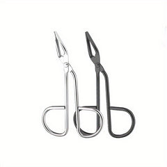2pcs Stainless Steel Curved Eyebrow Tweezer Scissors Face Hair Removal Tool