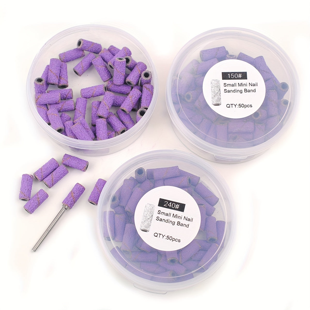 Purple 50pcs 3mm Nail Sanding Bands + 1pcs Mandrel Manicure Pedicure