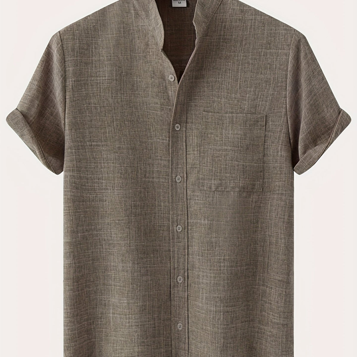 Men's Short Sleeve Stand Collar Shirt - Casual Button Up for Summer