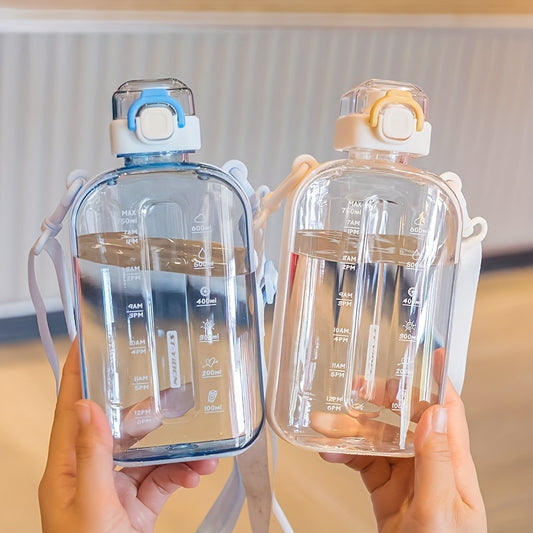 Square Plastic Water Bottle Adjustable Shoulder Strap Belly Wat
