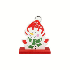 Christmas Wooden Ornament Painted Mosaic Santa Decoration