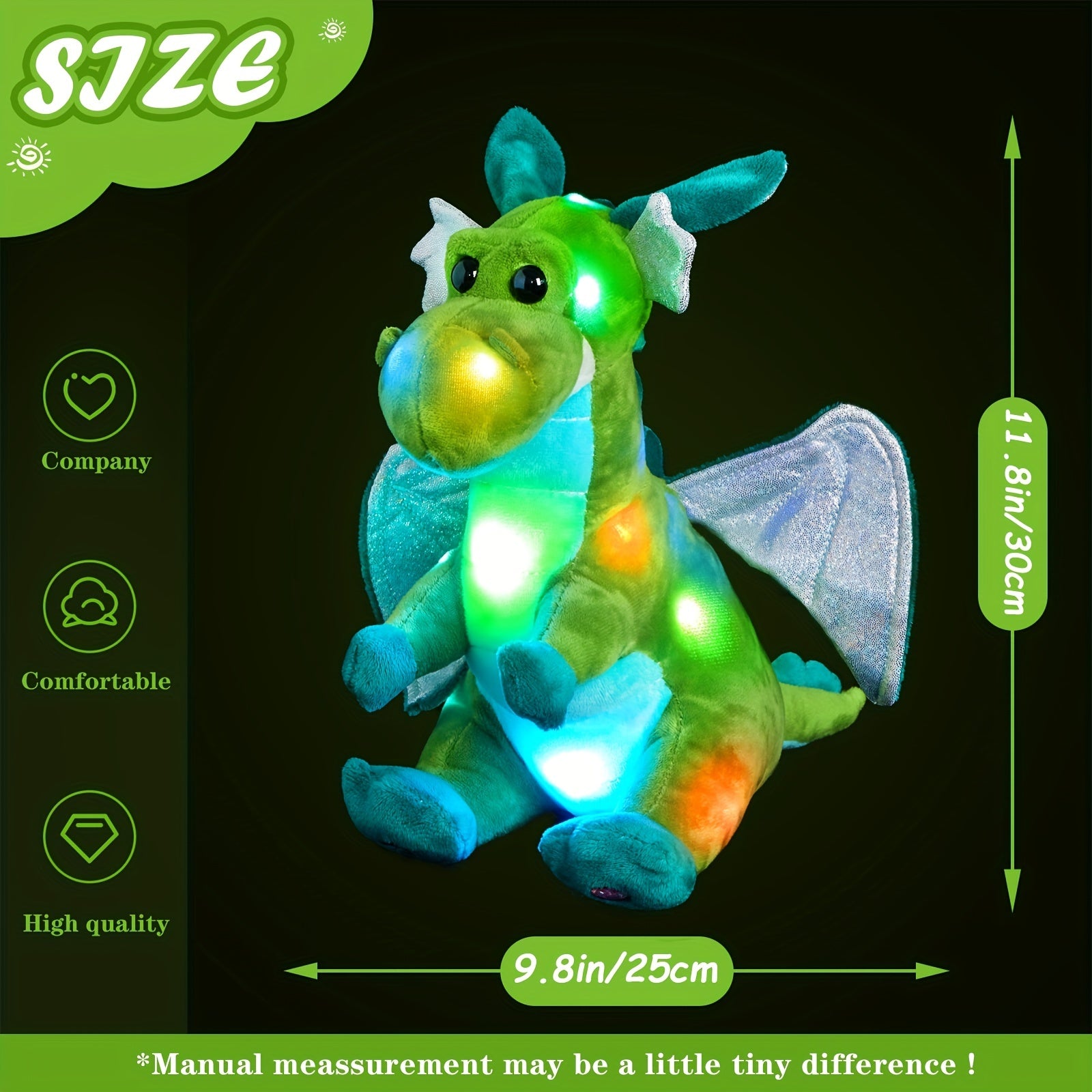 Luminous Dinosaur Plush Toy Soft Stuffed Animal with Wings