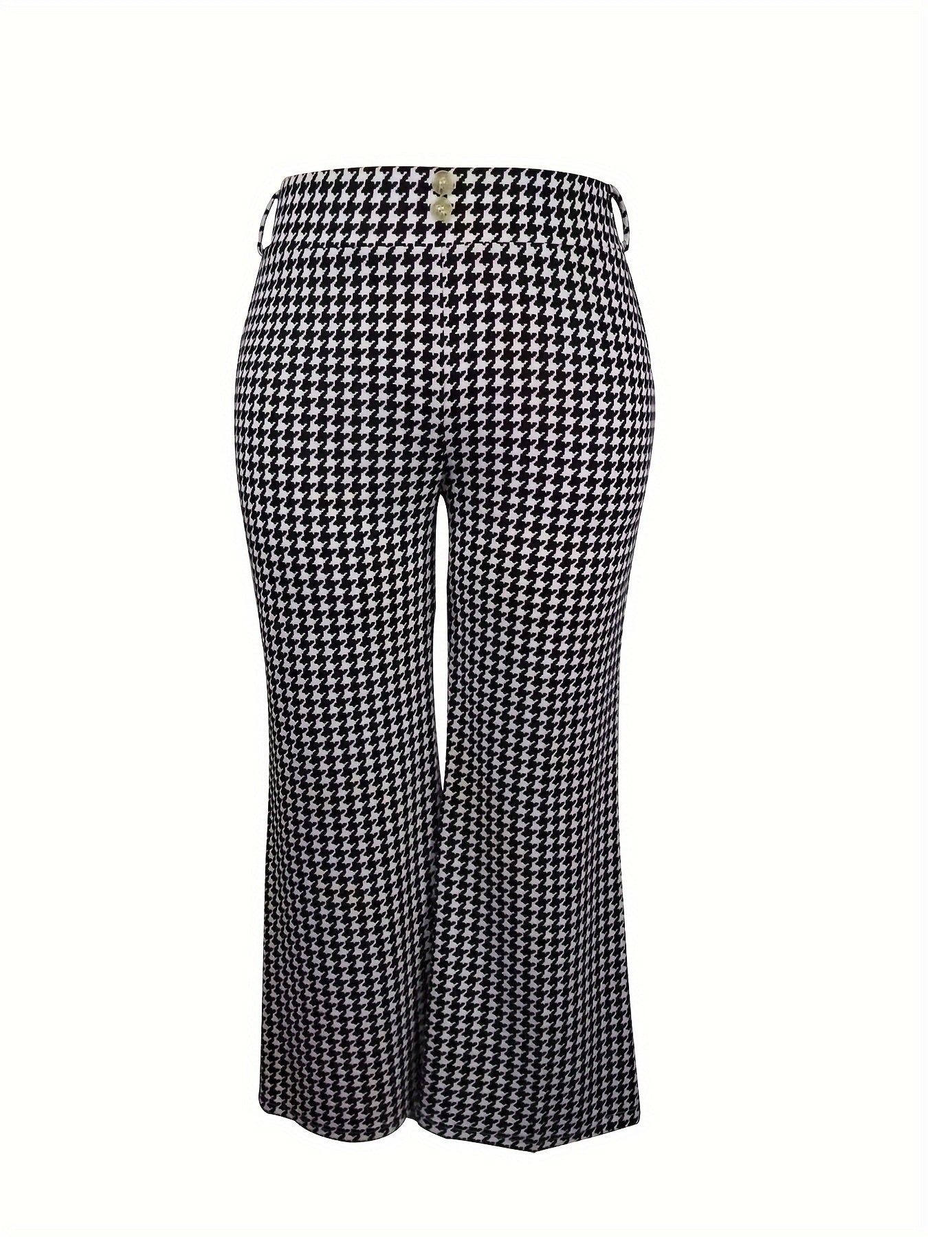  Women's Houndstooth Print Flared Leg Trousers