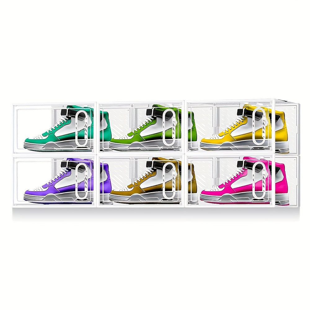 12pcs Shoe Box With Magnetic Door Plastic Shoes Storage Box