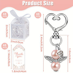 12pcs Angel Keychain Favors with Thank You Cards