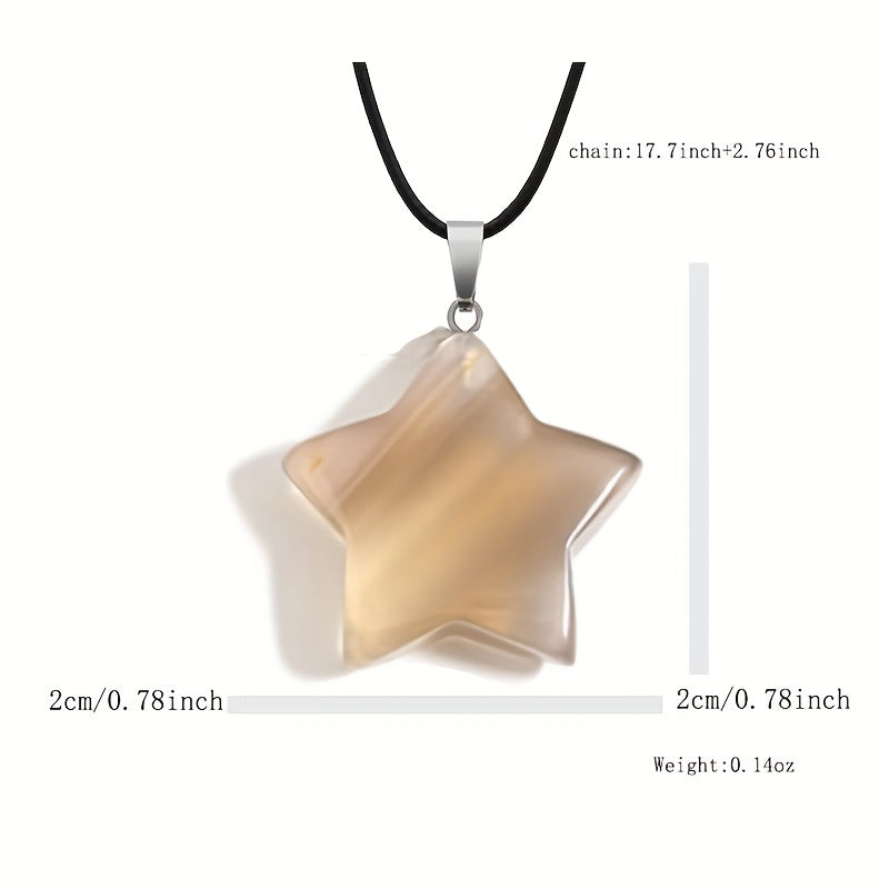 Hexagon Rose Quartz Pendant Necklace Opal Star Jewelry Gift