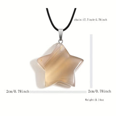 Hexagon Rose Quartz Pendant Necklace Opal Star Jewelry Gift