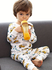 Boys' Dino Print Pajama Set Long Sleeve Top & Pants