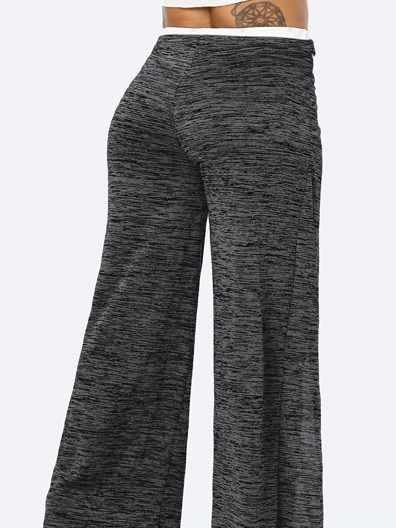  Colorblock Wide Leg Pants with Bow Knot Detail