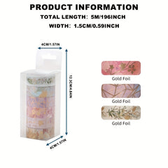 6pcs Foil Paper Tape Flower Plant Masking Tape Decorative Adhesive