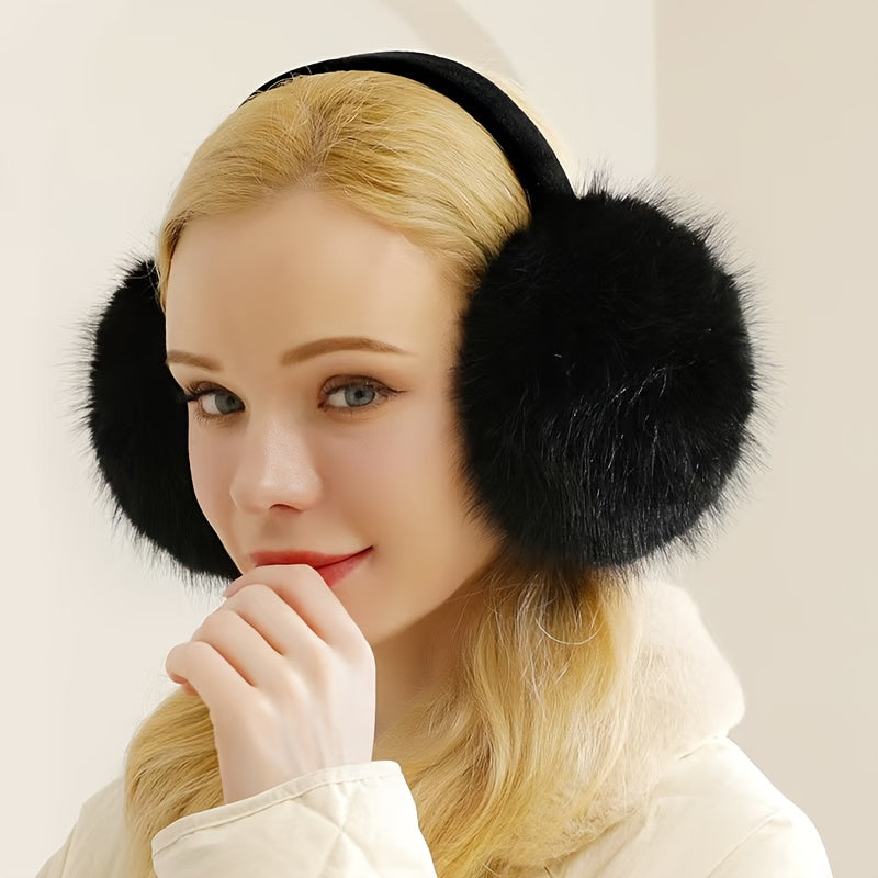Winter Warm Ear Muffs Soft Lightweight Beige Foldable Cold Proof