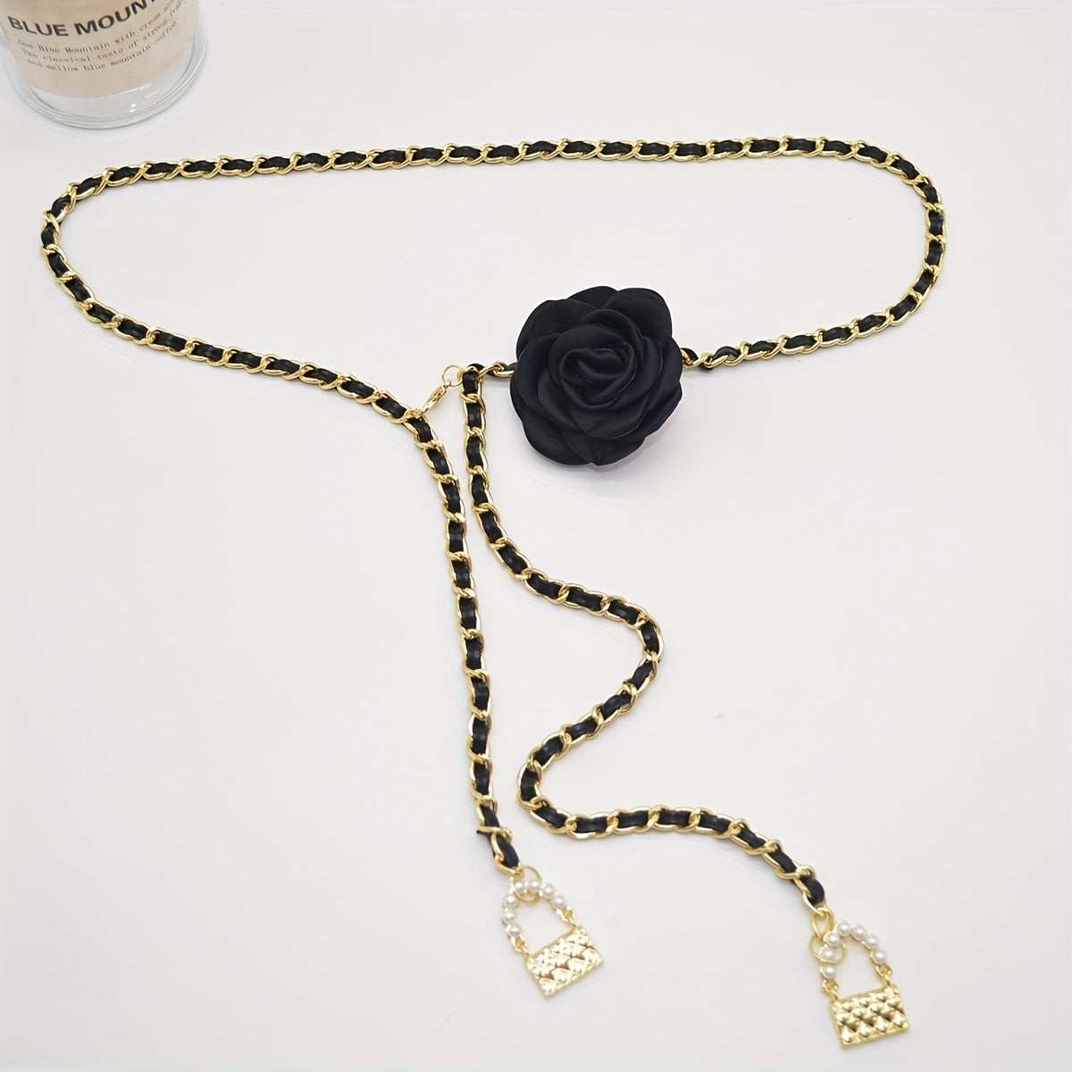 Flower Decor Waist Chain & Braided Metal Dress Girdle For Women