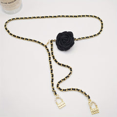Flower Decor Waist Chain & Braided Metal Dress Girdle For Women