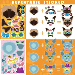 12 Sheets Cats Face Stickers Animal Birthday Gift Supplies