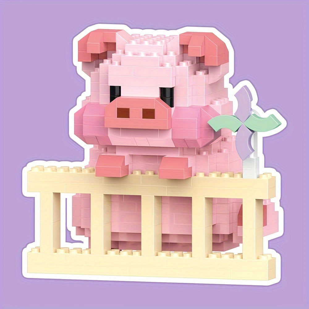 Animal Building Blocks Pig Model Assembled Building Block Toys