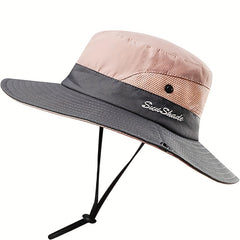 2 Pack Women's Ponytail Sun Hat Mesh Bucket Hat UV Protection