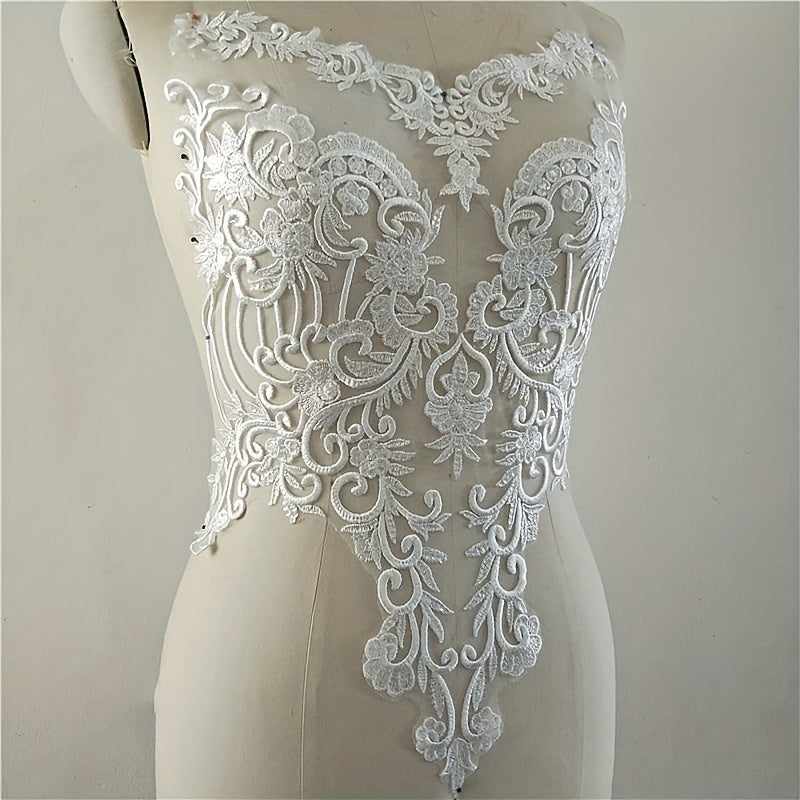 Flower Sequin Hollow Embroidery Lace Wedding Bridal Patch DIY