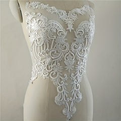 Flower Sequin Hollow Embroidery Lace Wedding Bridal Patch DIY