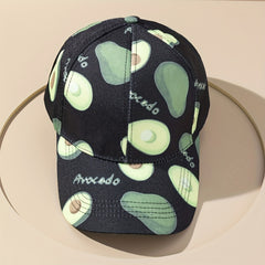 Avocado Print Baseball Cap Solid Cartoon Dad Hat Adjustable Lightweight Sun Hats