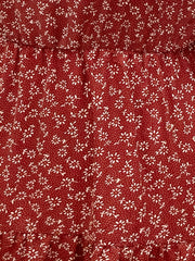  Boho Dress Ditsy Floral Print Ruffle Trim Smock Dress