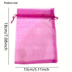 30pcs 18 X 13 Cm Pink Organza Mesh Bags for Wedding Gift, Parties, Festivals