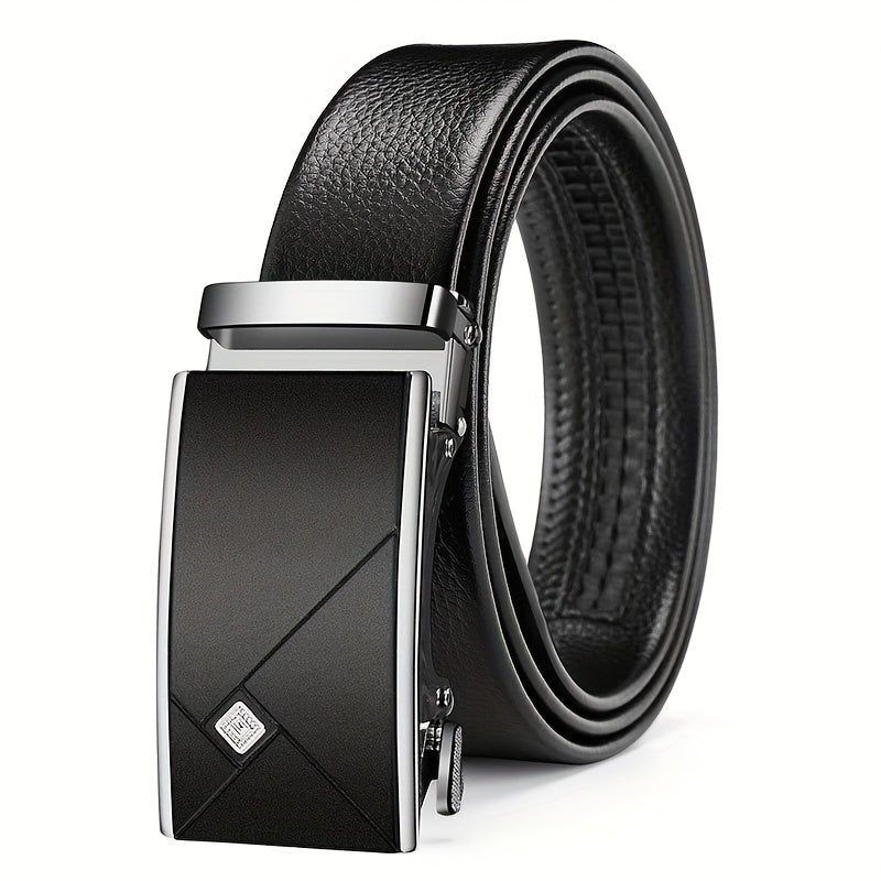 Leather Belt with Automatic Buckle for Men