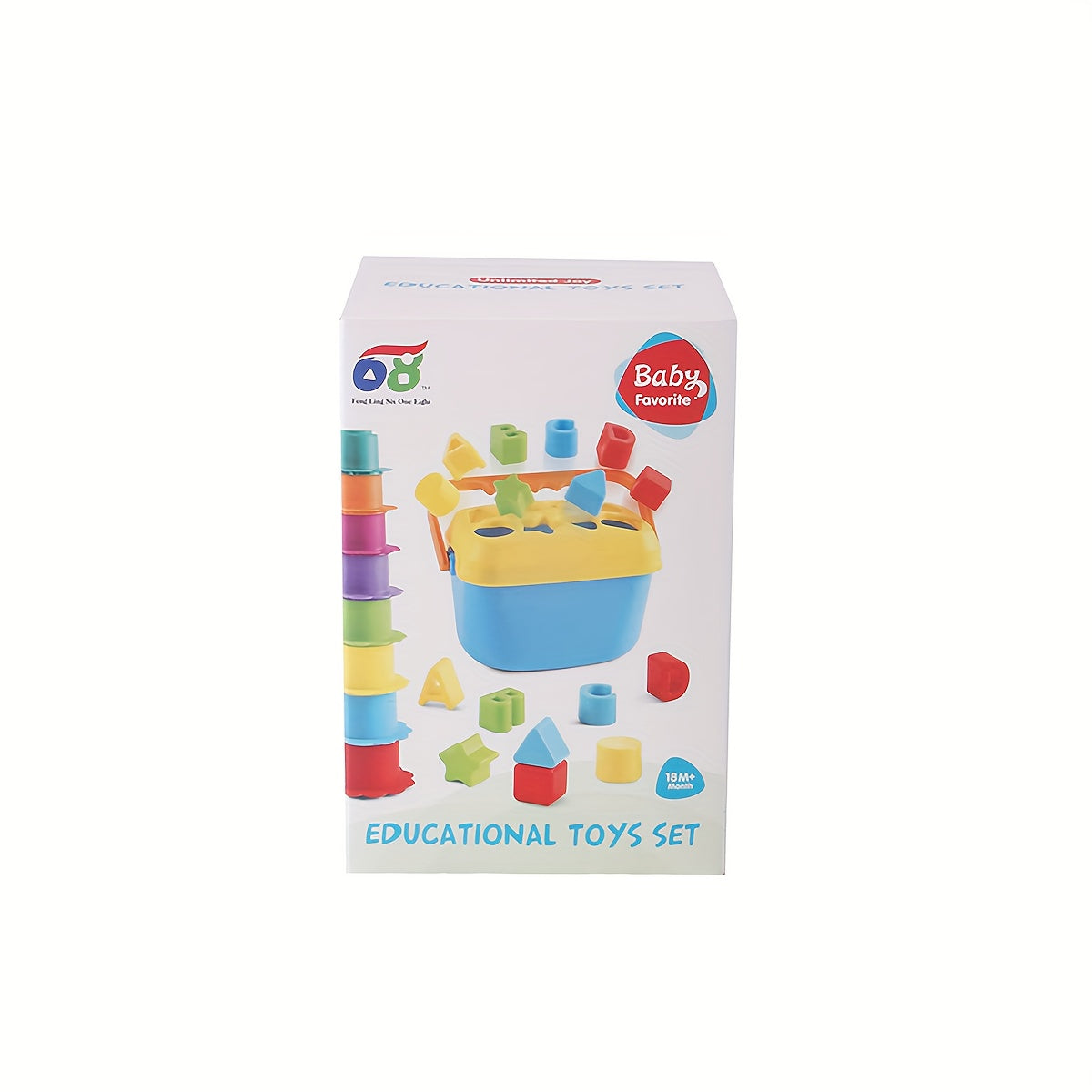 Colorful Stacking Cups Set Shape Sorter Bath Toys