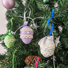 1pc Easter Eggs Wedding Stuff Christmas Ornaments Ribbon Bow Simulation Eggshell