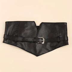 Punk Pin Buckle Wide Belt PU Leather Waistband Vintage Dress Coat Girdle