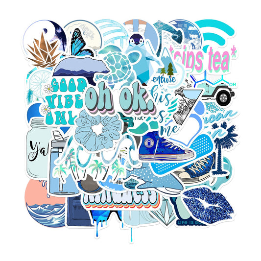 50pcs Waterproof Cartoon Stickers for Water Bottle Laptop Decoration