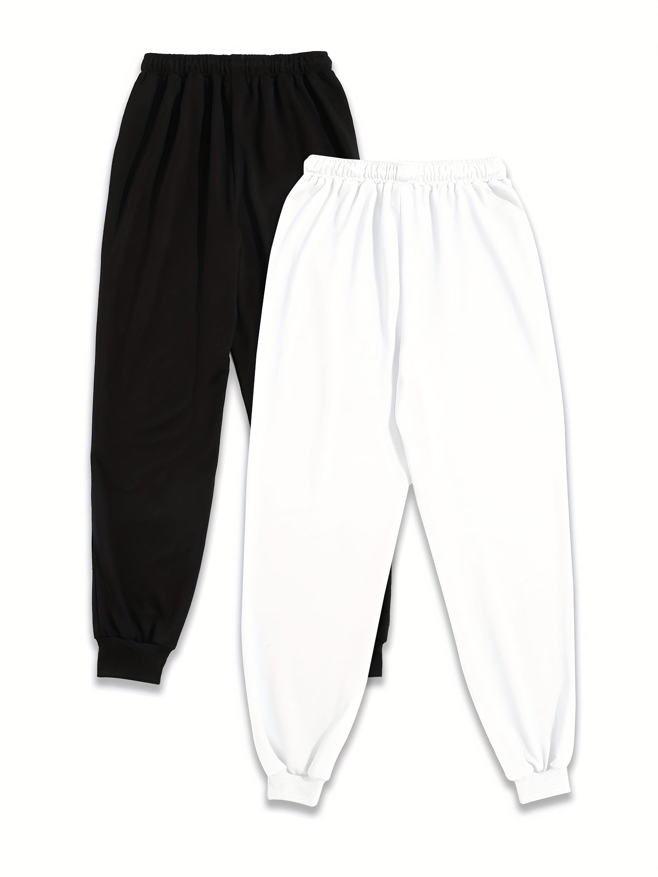Two Pack High Waisted Sweatpants Solid Drawstring Casual Pants