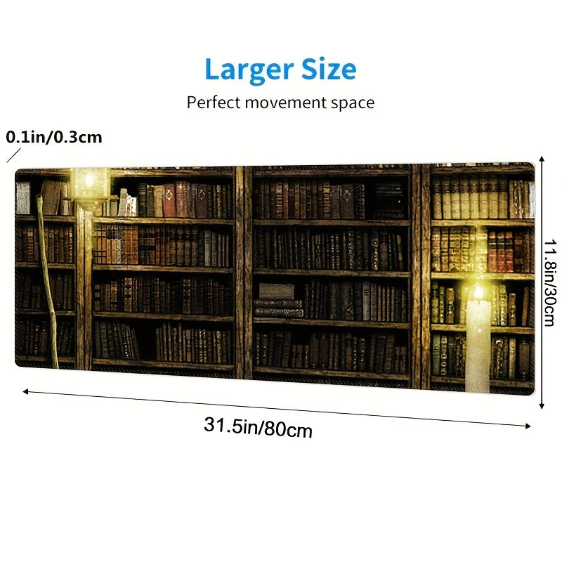 Bookshelf Pattern Mouse Pad Waterproof Gamer Keyboard Pad