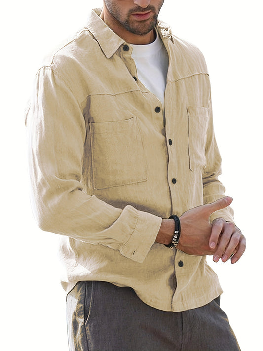 Men's Long Sleeve Button-Up Shirt for Business Occasions