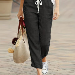 Women's Plus Solid Drawstring Elastic Waist Soft Harem Pants