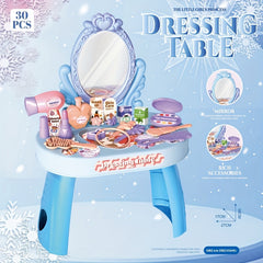 30pcs Kids Princess Dress Up Toy Set with Hair Dryer Lipstick Ponytail